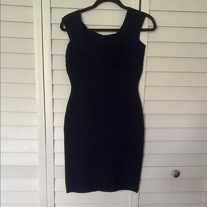 Herve Leger Black Sleeveless Bandage Midi Dress